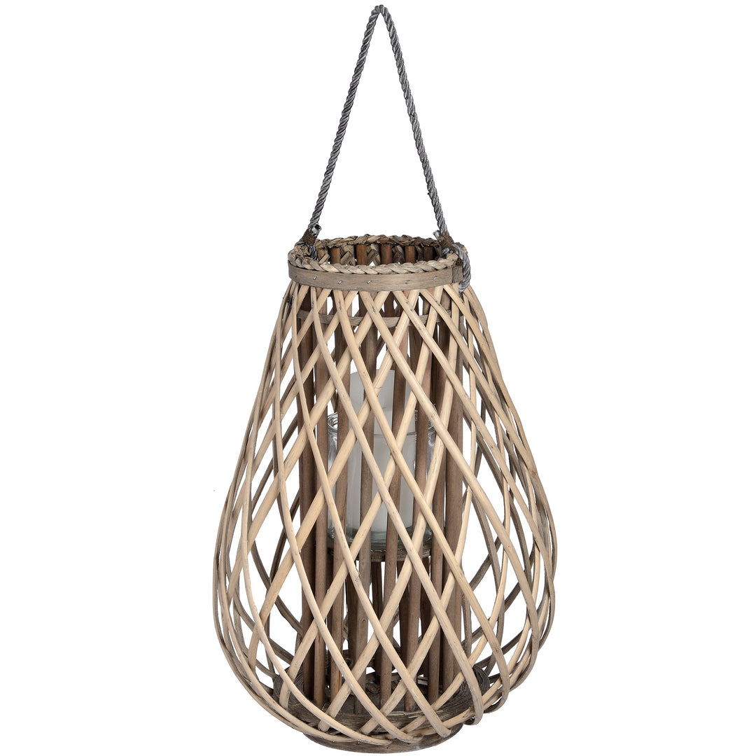 Large Wicker Bulbous Lantern