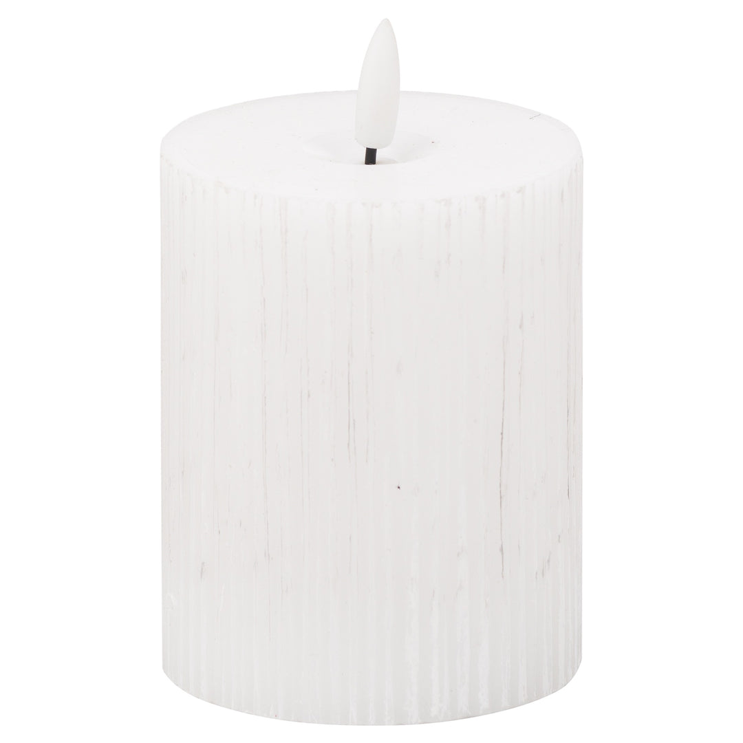 Luxe Collection Natural Glow 3x4 Textured Ribbed LED Candle