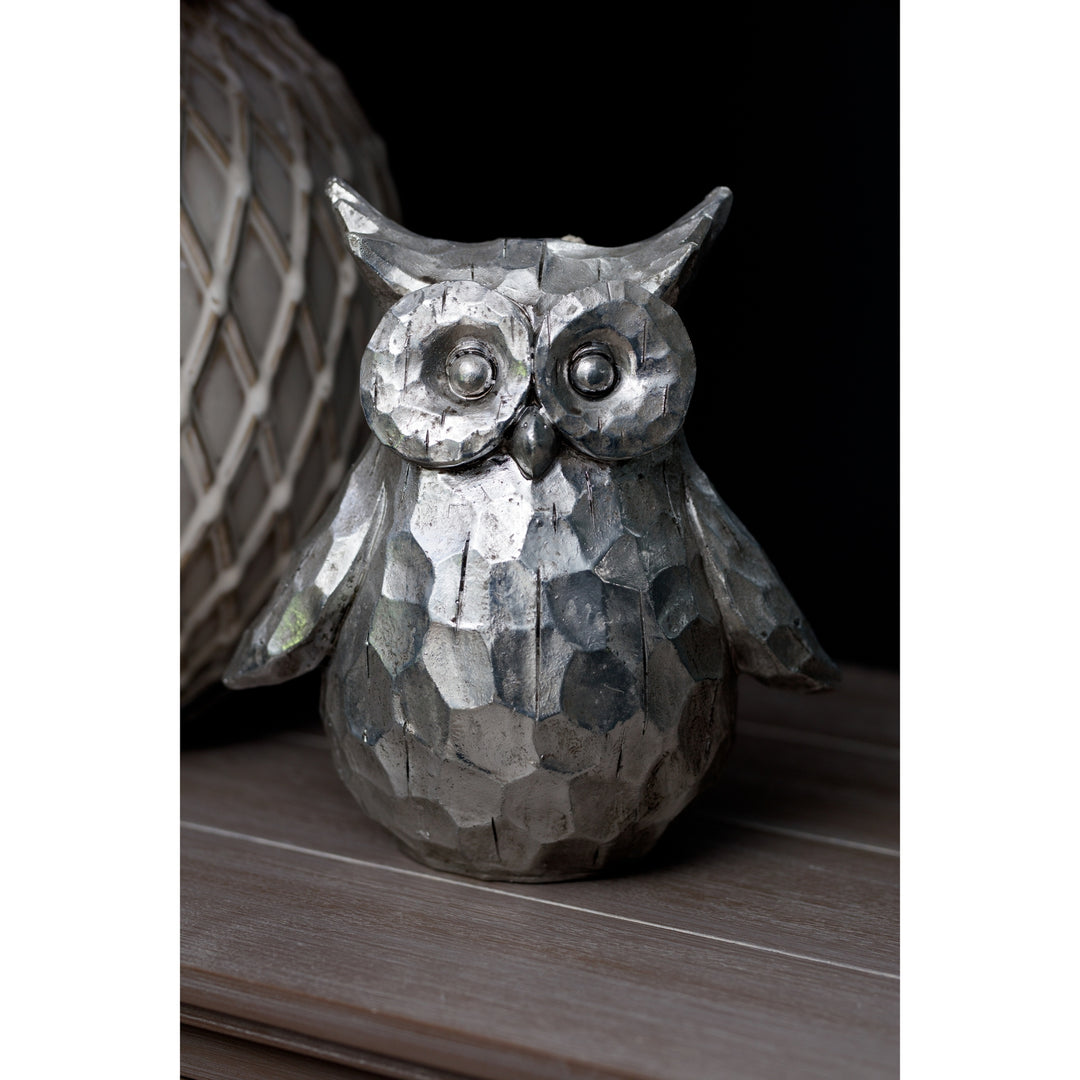 Olive The Large Silver Ceramic Owl