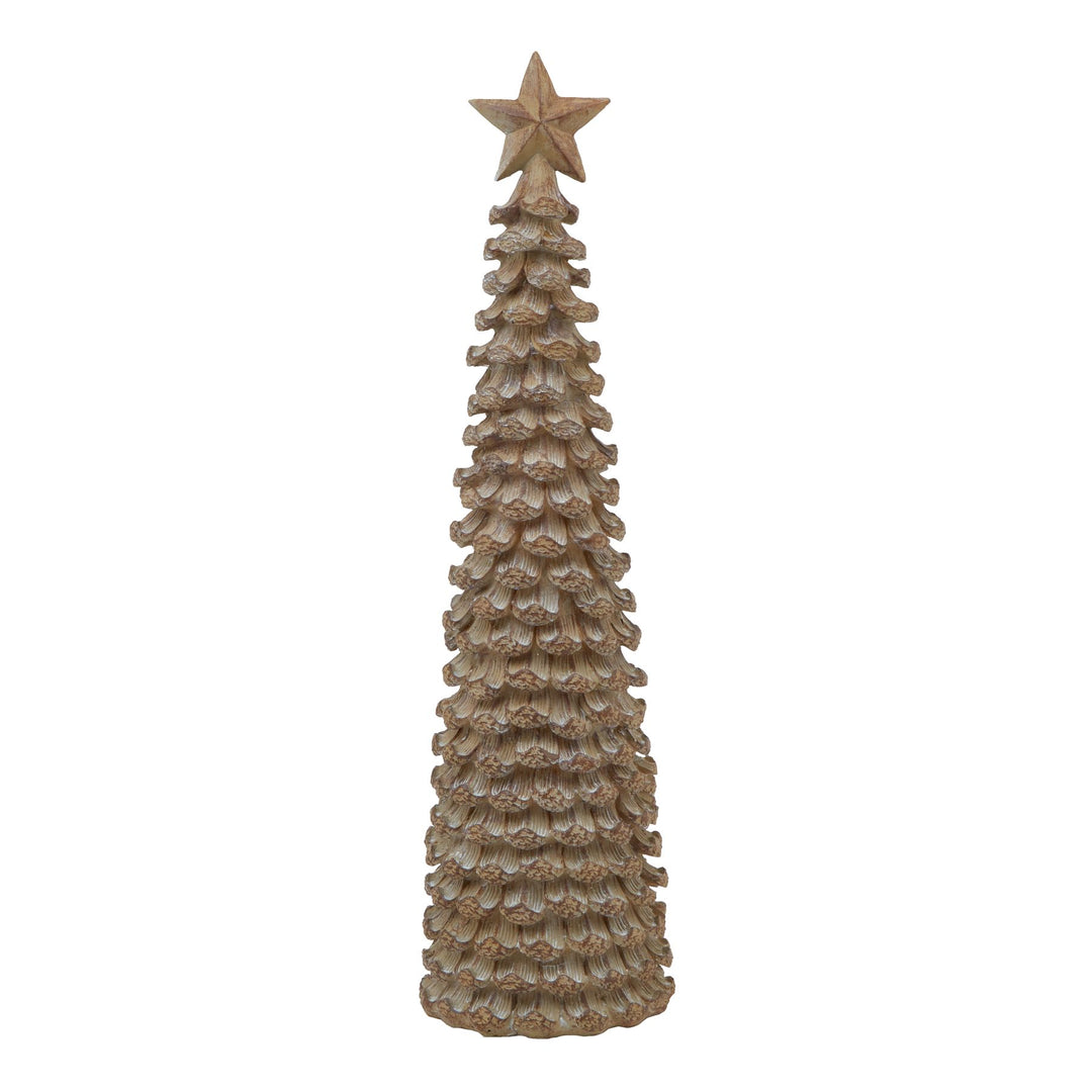 Large Beige Cedar Tree With Star