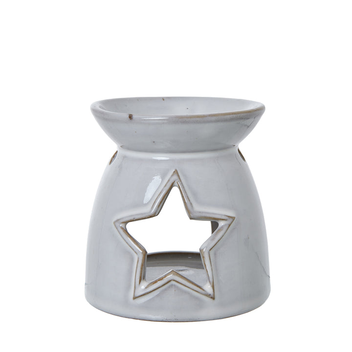 White Ceramic Star Cut-Out Wax Melt Tealight Holder