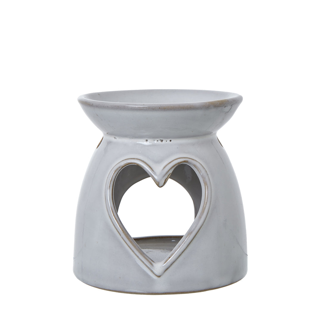 White Ceramic Heart Cut-Out Wax Melt Tealight Holder