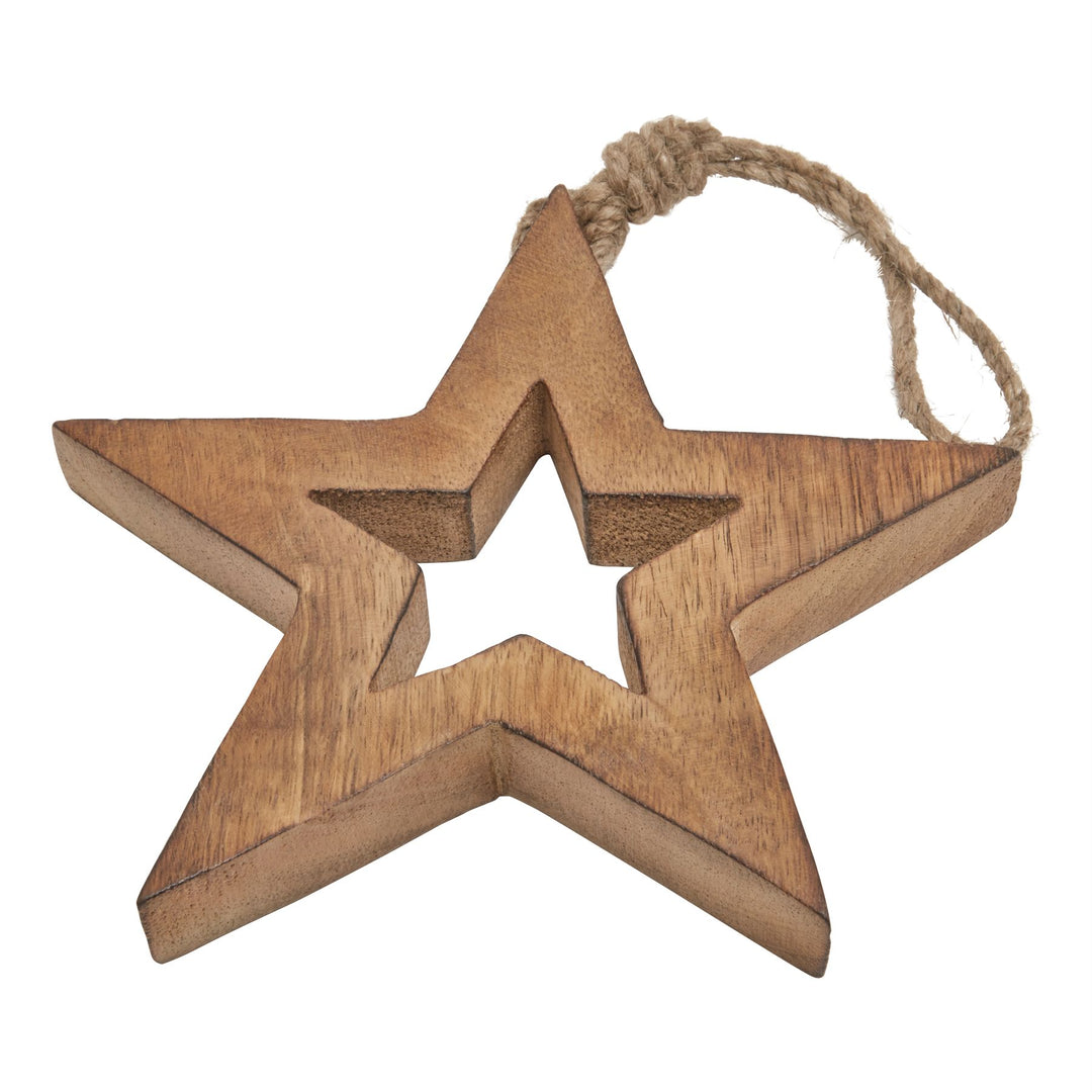 Natural Wooden Hanging Star