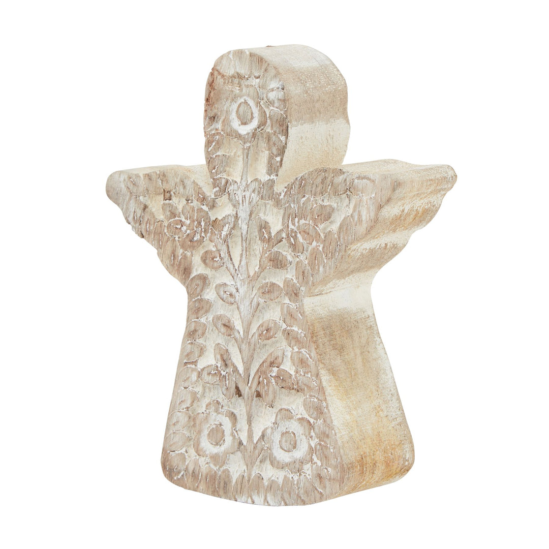 White Wash Collection Patterned Large Angel Decoration