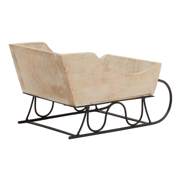 White Wash Collection Wooden Decorative Sleigh