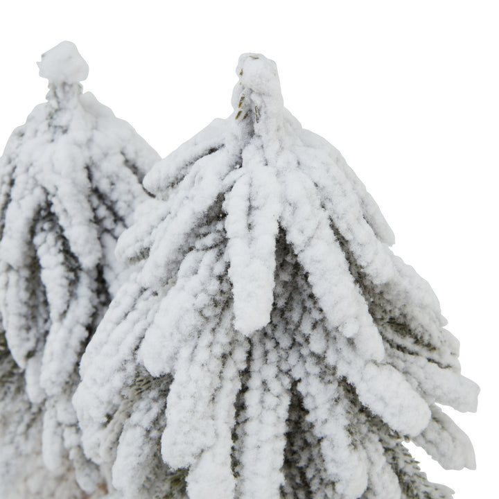 Small Snowy Fir Tree Duo On Wood Log