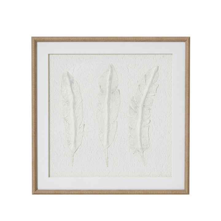 Solli White Feathers Art Mounted In Beaded Frame