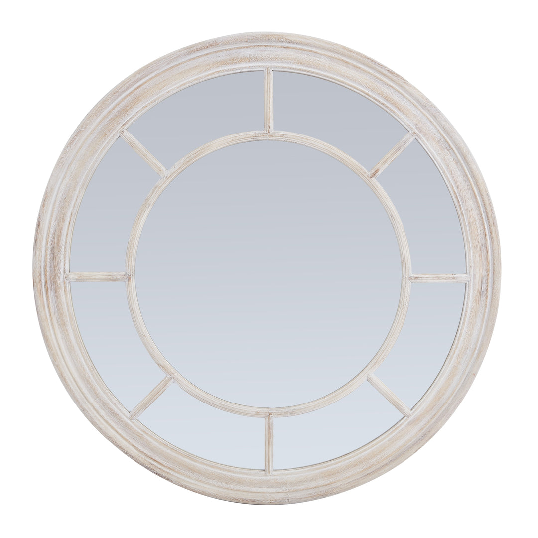 Washed Wood Framed Round Mirror