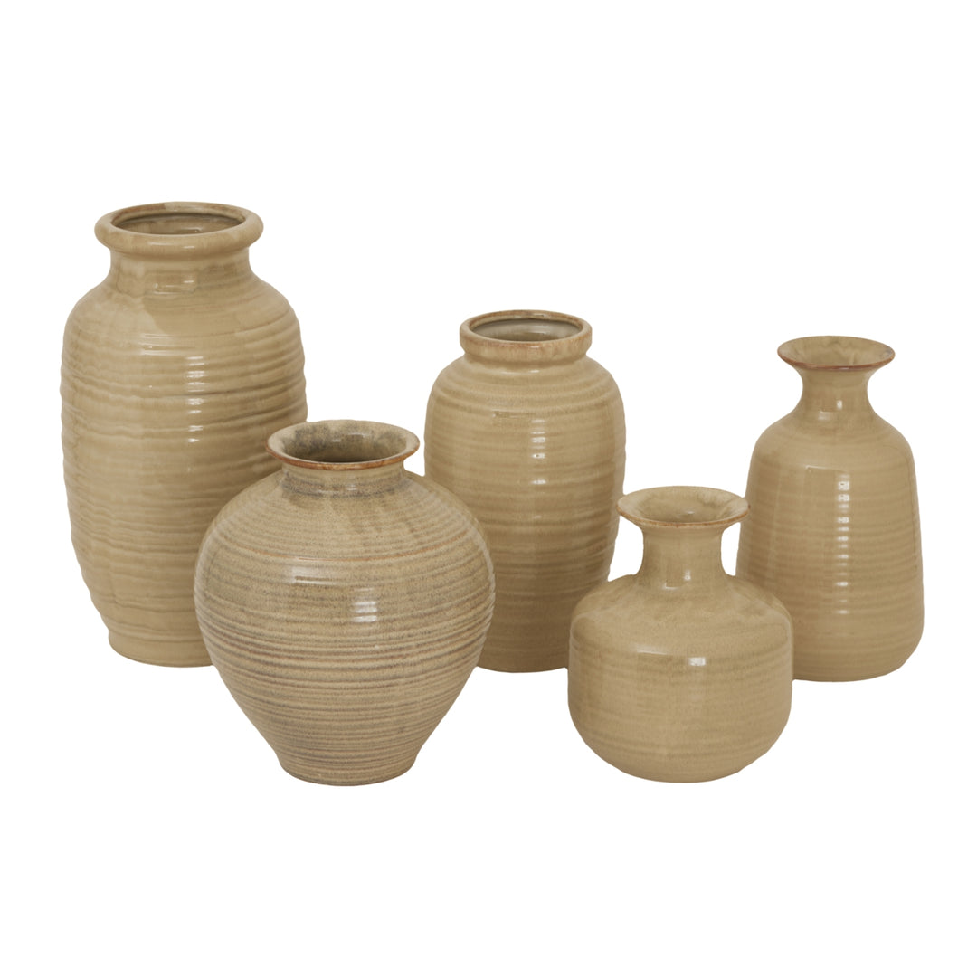 Sabbia Collection Squat Ridged Vase