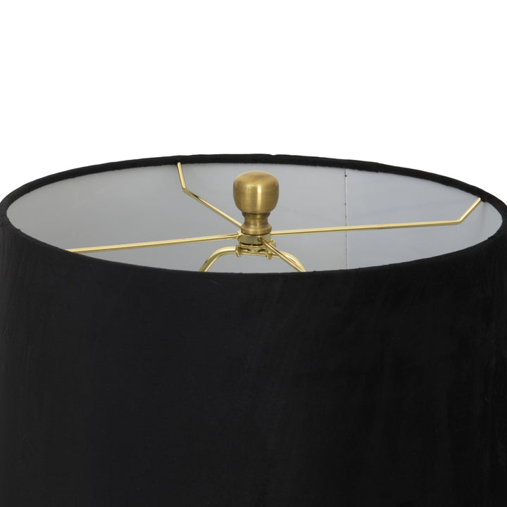 Luxton Glass Fluted Lamp With Black Velvet Shade