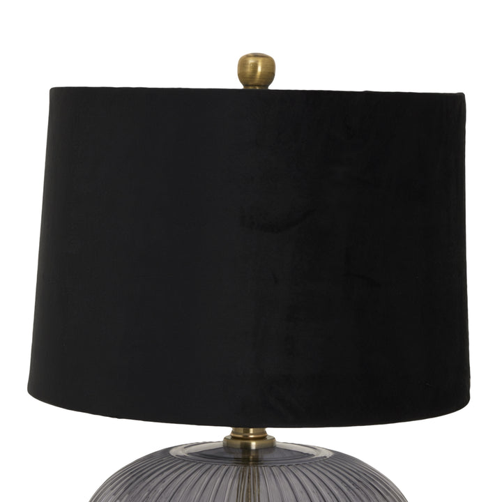 Luxton Glass Ribbed Lamp With Black Velvet Shade