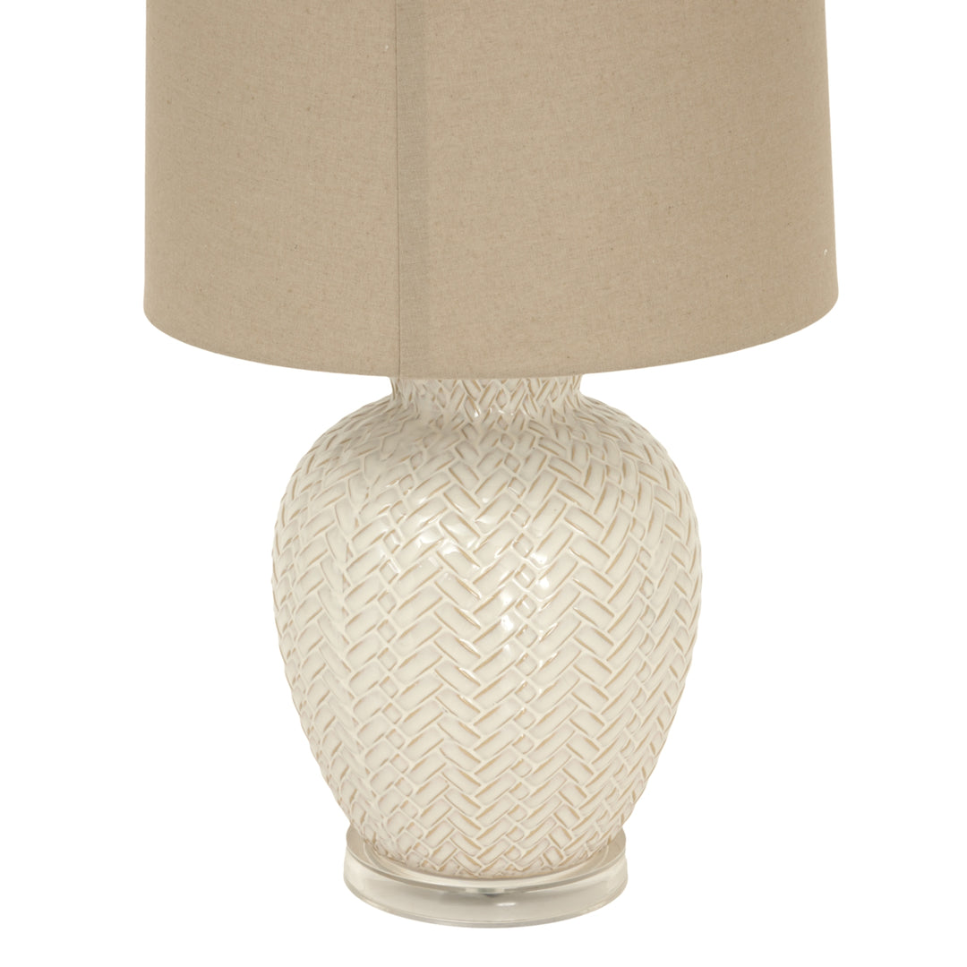 Twill Weave Ceramic Table Lamp With Linen Shade