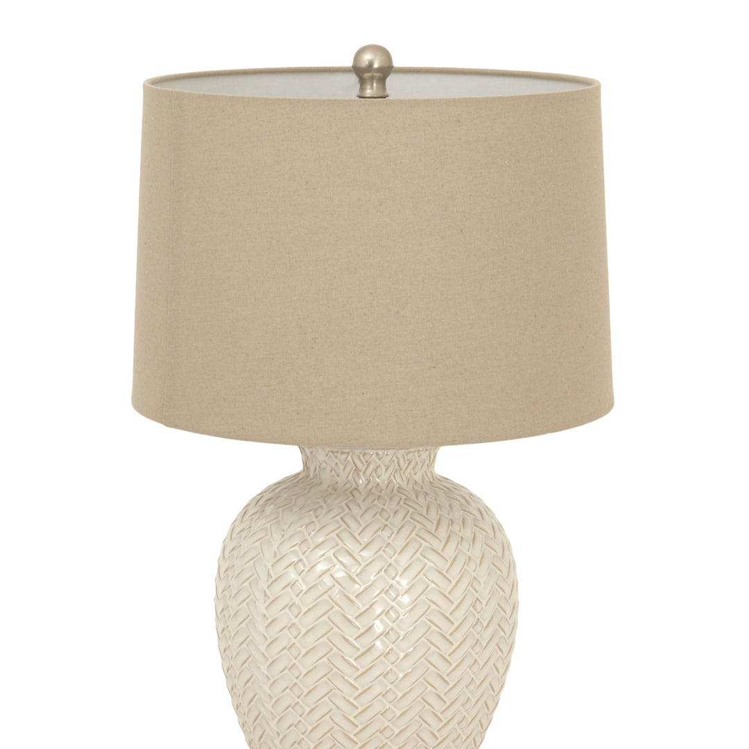 Twill Weave Ceramic Table Lamp With Linen Shade