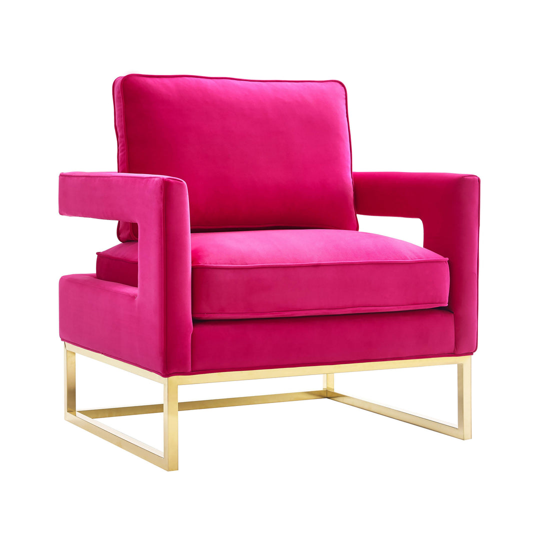 Avery Pink Velvet Chair With Polished Gold Base - UK