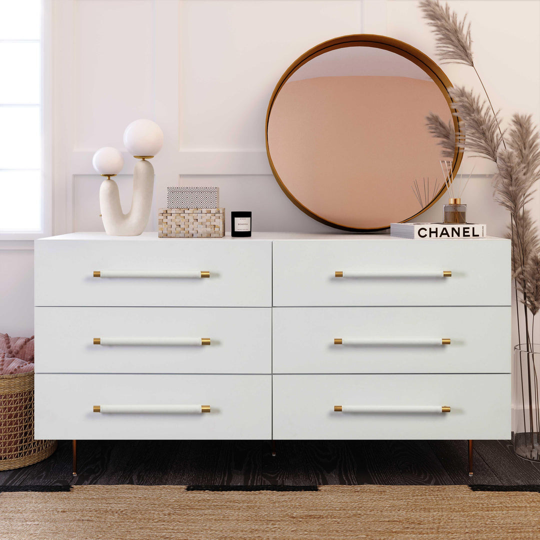 Trident White 6 Drawer Dresser