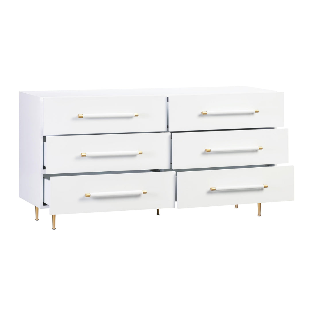 Trident White 6 Drawer Dresser