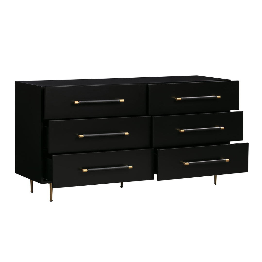 Trident Black 6 Drawer Dresser