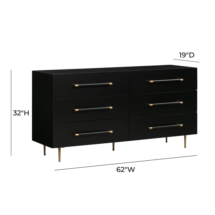 Trident Black 6 Drawer Dresser