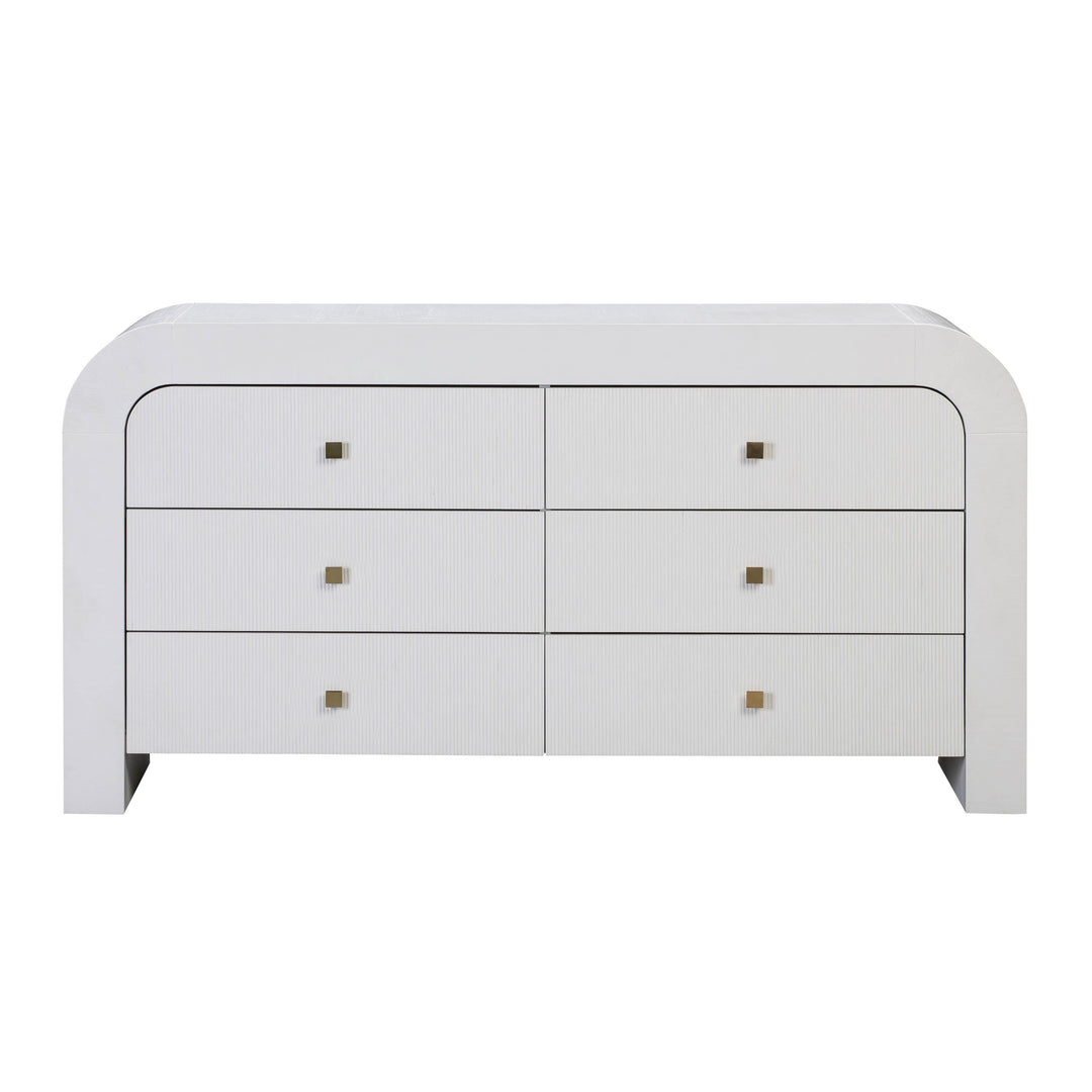 Hump 6 Drawer White Dresser