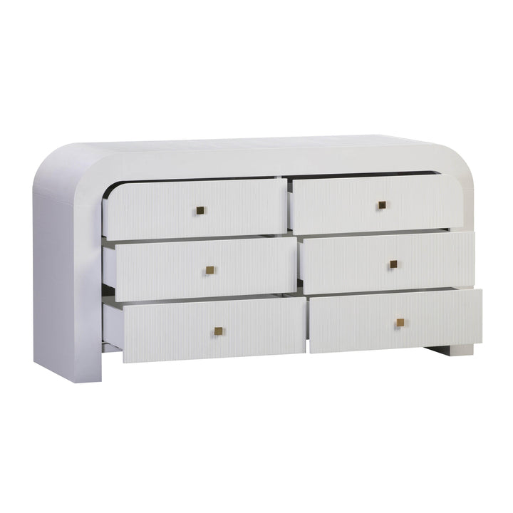 Hump 6 Drawer White Dresser