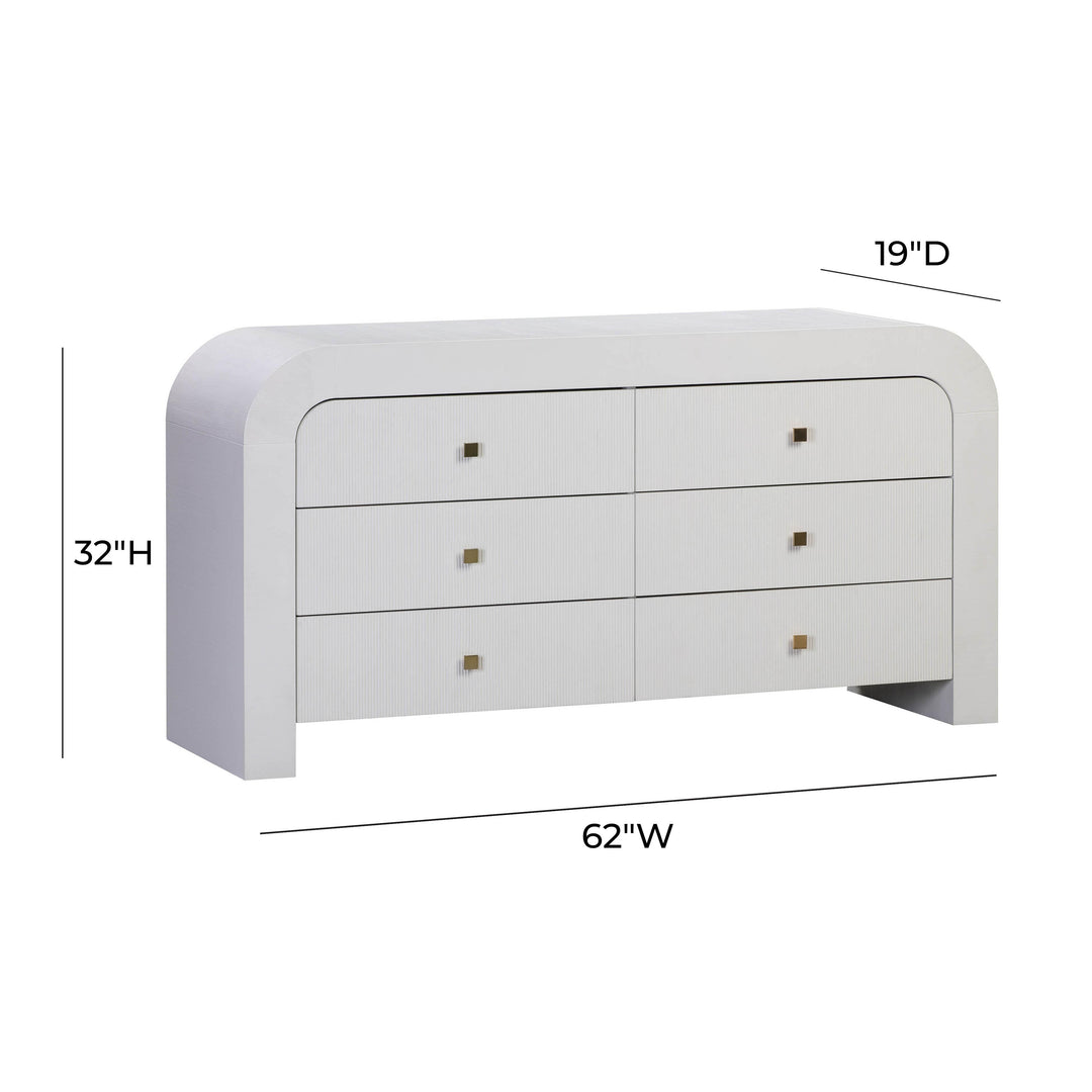 Hump 6 Drawer White Dresser