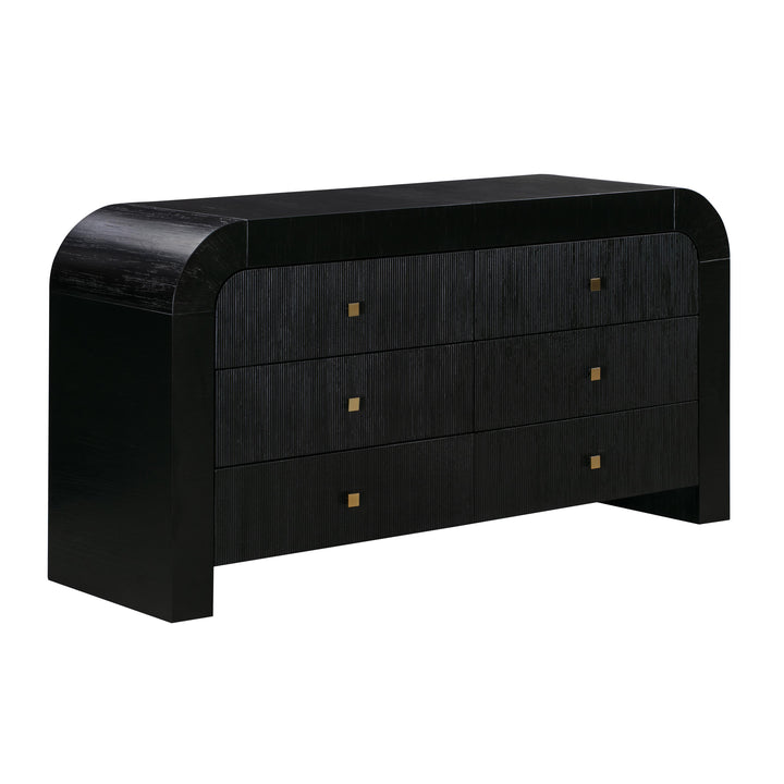 Hump 6 Drawer Black Dresser