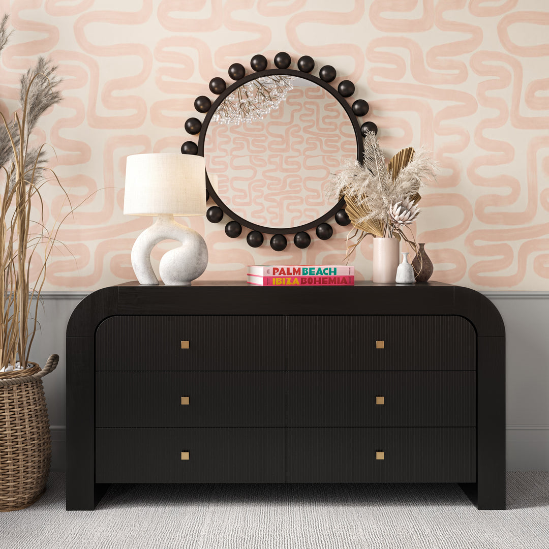 Hump 6 Drawer Black Dresser