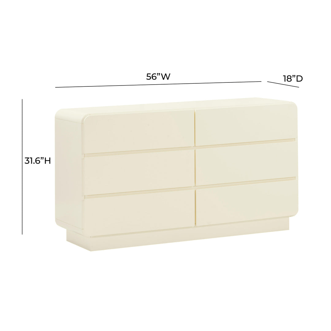 Sagura Cream 6-Drawer Dresser