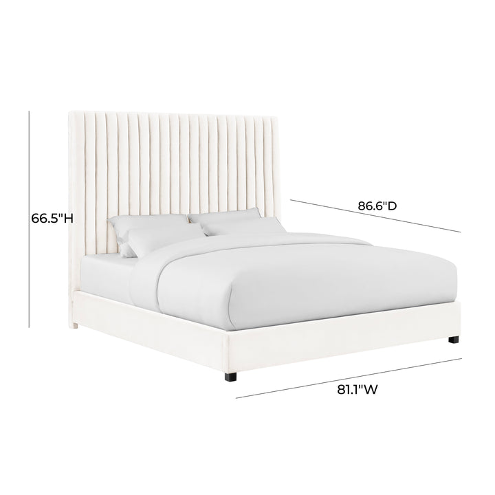 Arabelle White Velvet Bed in Super King