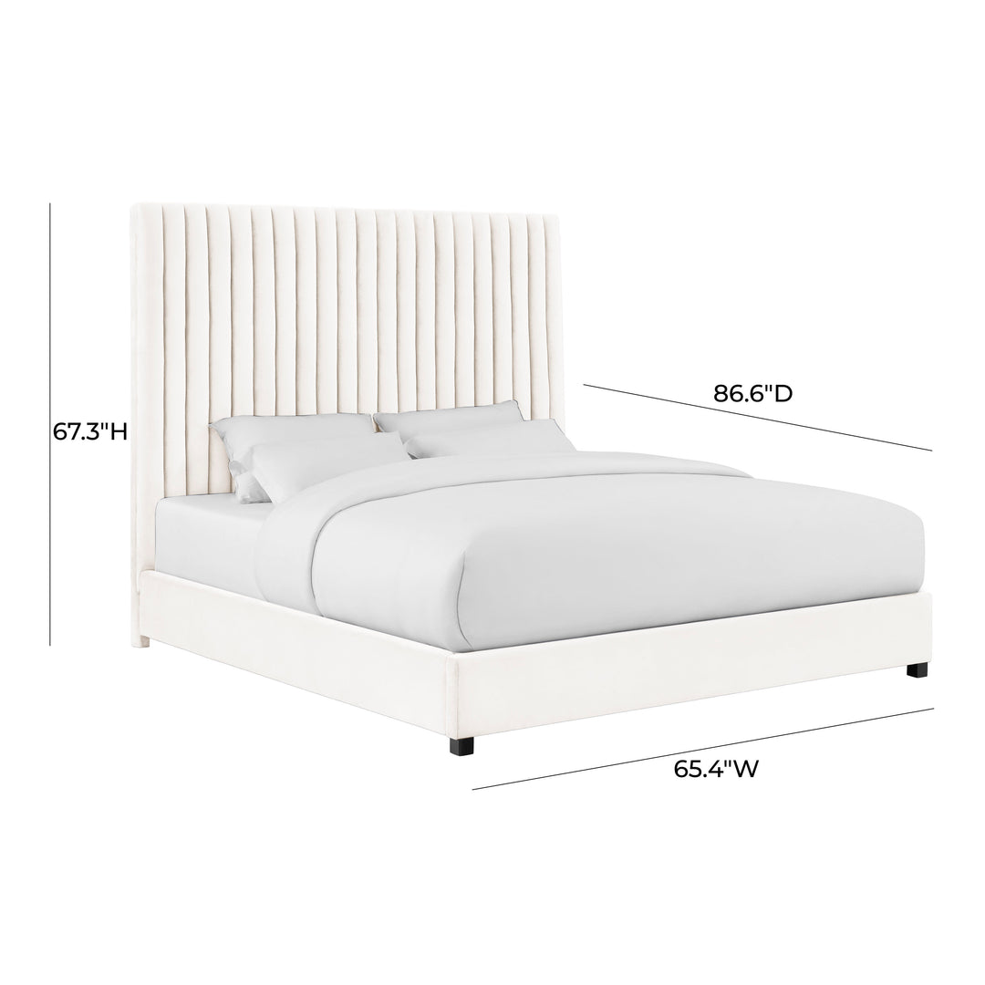 Arabelle White Velvet Bed in King