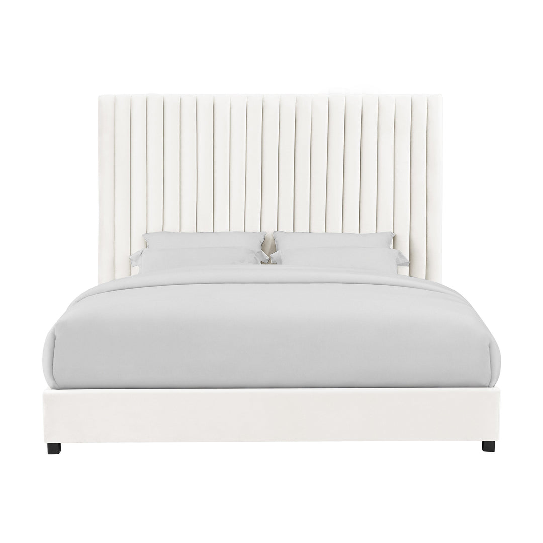 Arabelle White Velvet Bed in UK Super King