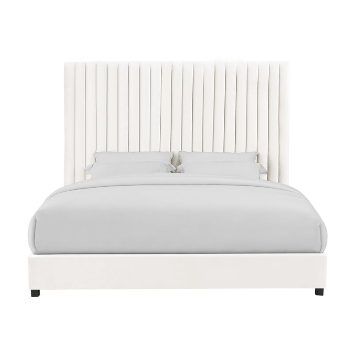 Arabelle White Velvet Bed in UK Super King