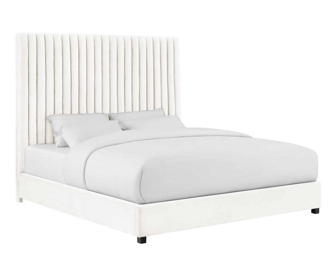 Arabelle White Velvet Bed in King