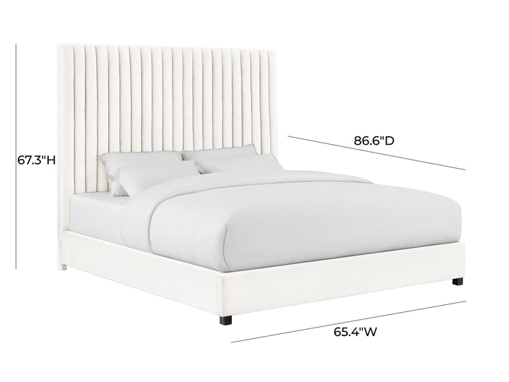 Arabelle White Velvet Bed in UK King