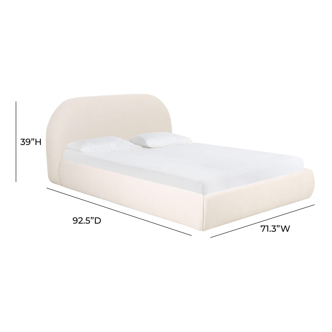 Bara Cream Textured Velvet UK King Bed