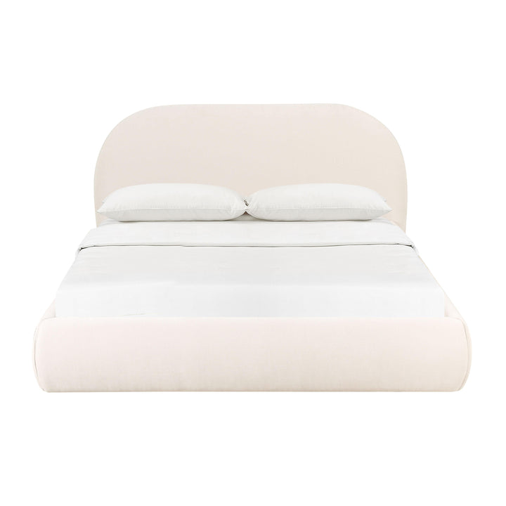 Bara Cream Textured Velvet UK Super King Bed