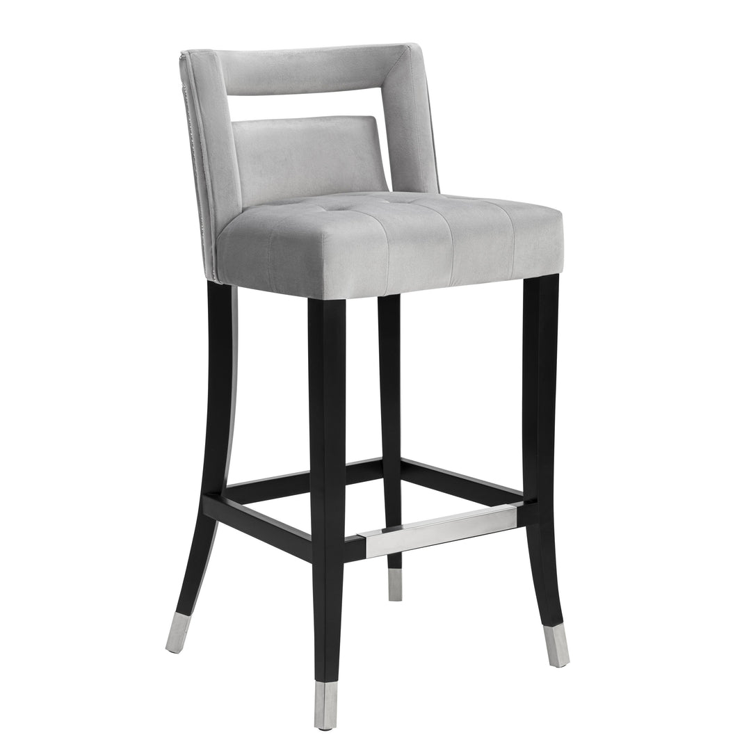 Hart Grey Velvet Bar Stool