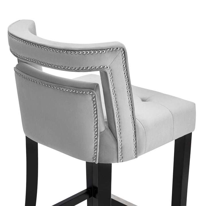 Hart Grey Velvet Bar Stool