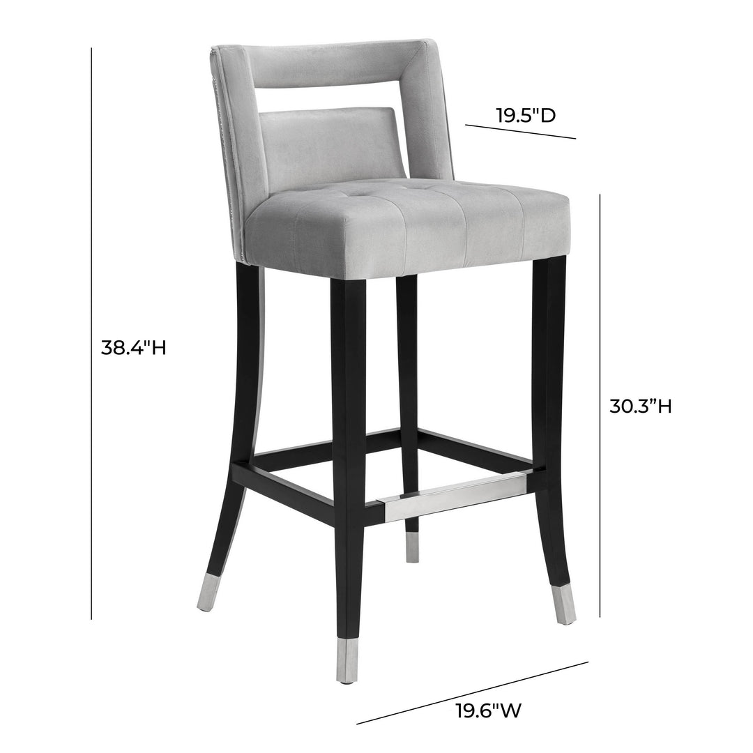 Hart Grey Velvet Bar Stool