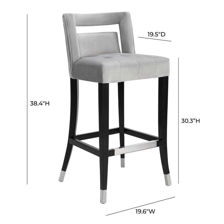 Hart Grey Velvet Bar Stool