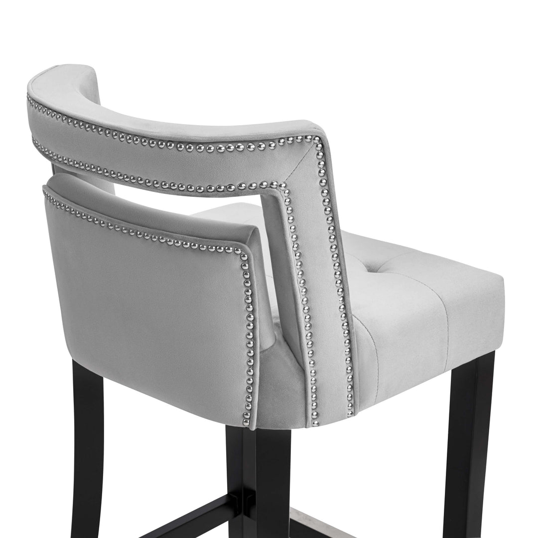 Hart Grey Velvet Counter Stool - UK