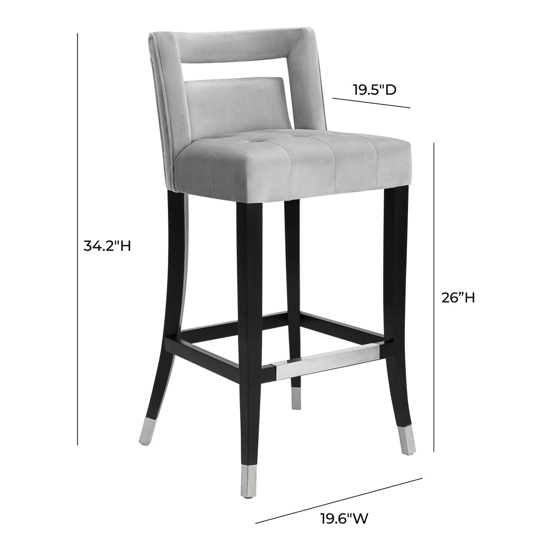 Hart Grey Velvet Counter Stool - UK