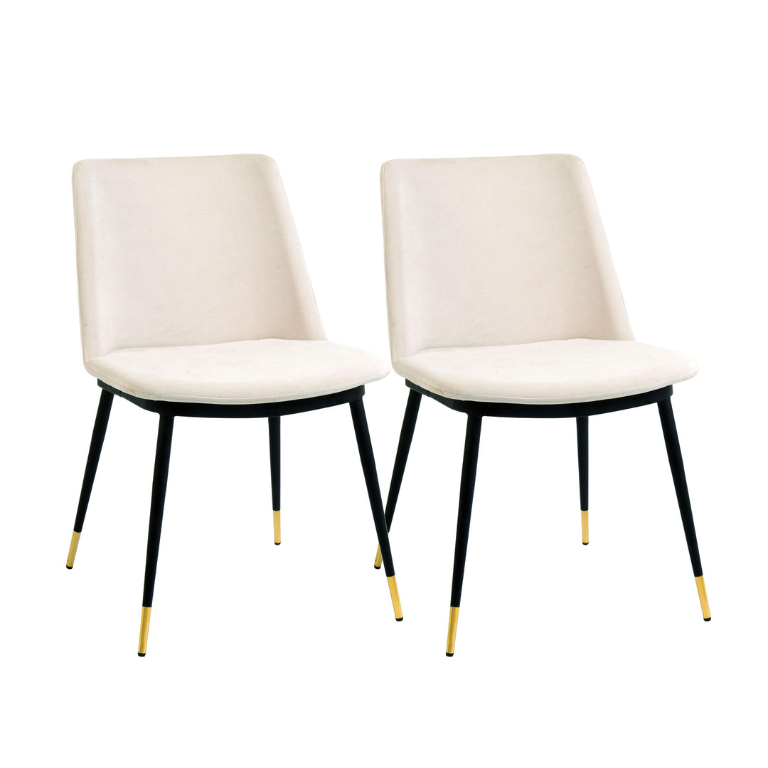 Evora Cream Velvet Chair - Gold Legs - Set of 2