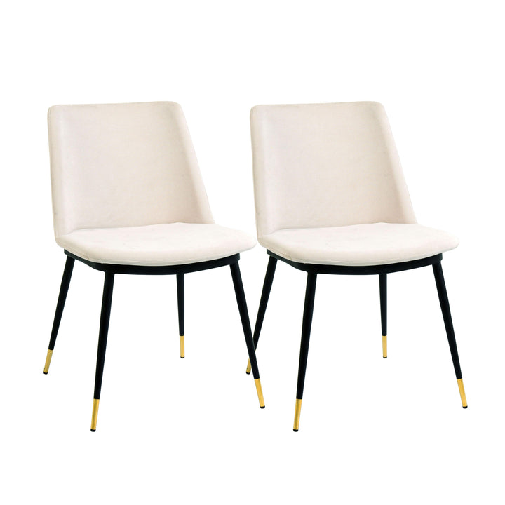 Evora Cream Velvet Chair - Gold Legs - Set of 2