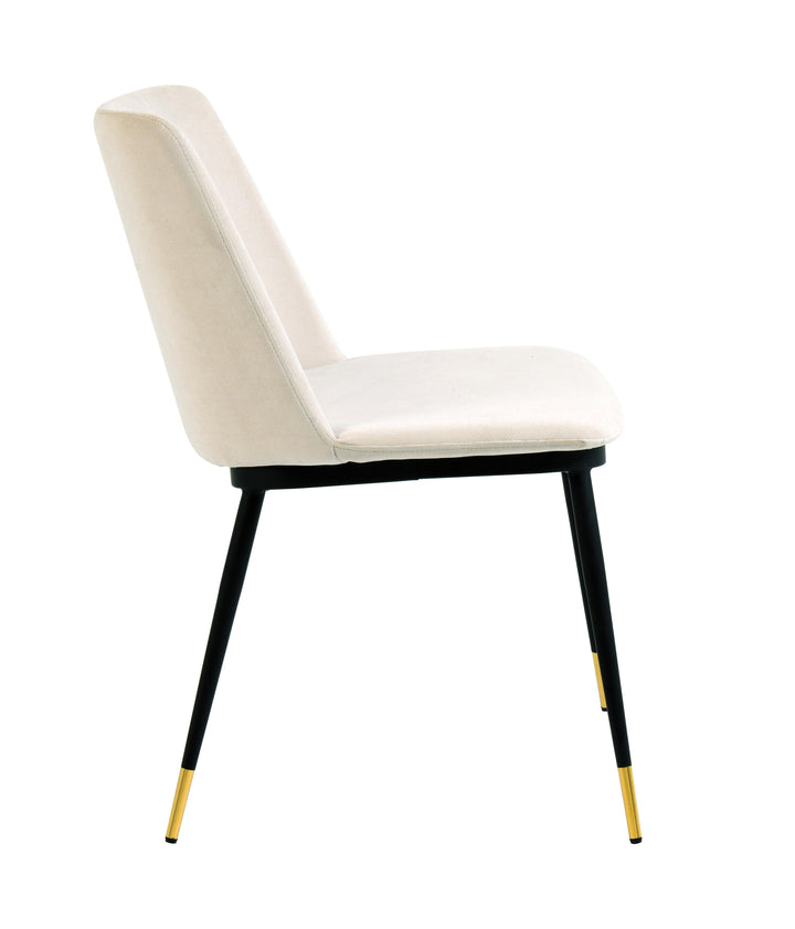 Evora Cream Velvet Chair - Gold Legs - Set of 2