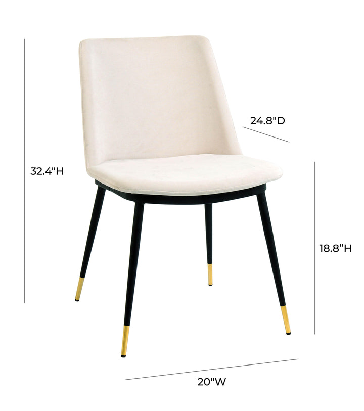 Evora Cream Velvet Chair - Gold Legs - Set of 2