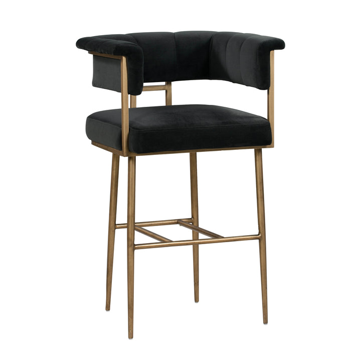 Astrid Grey Velvet Bar Stool