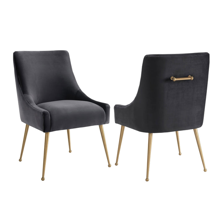 Beatrix Grey Velvet Side Chair