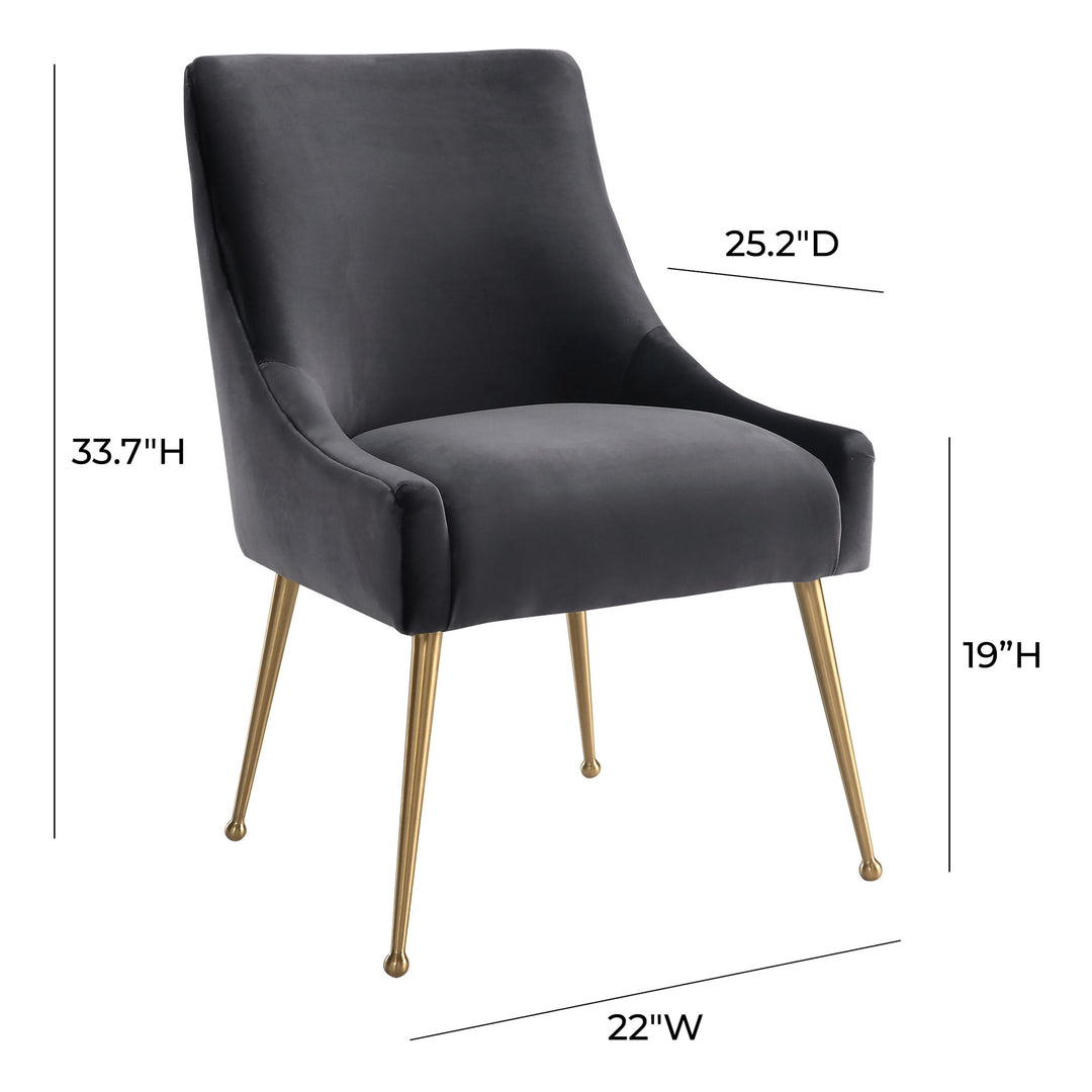 Beatrix Grey Velvet Side Chair