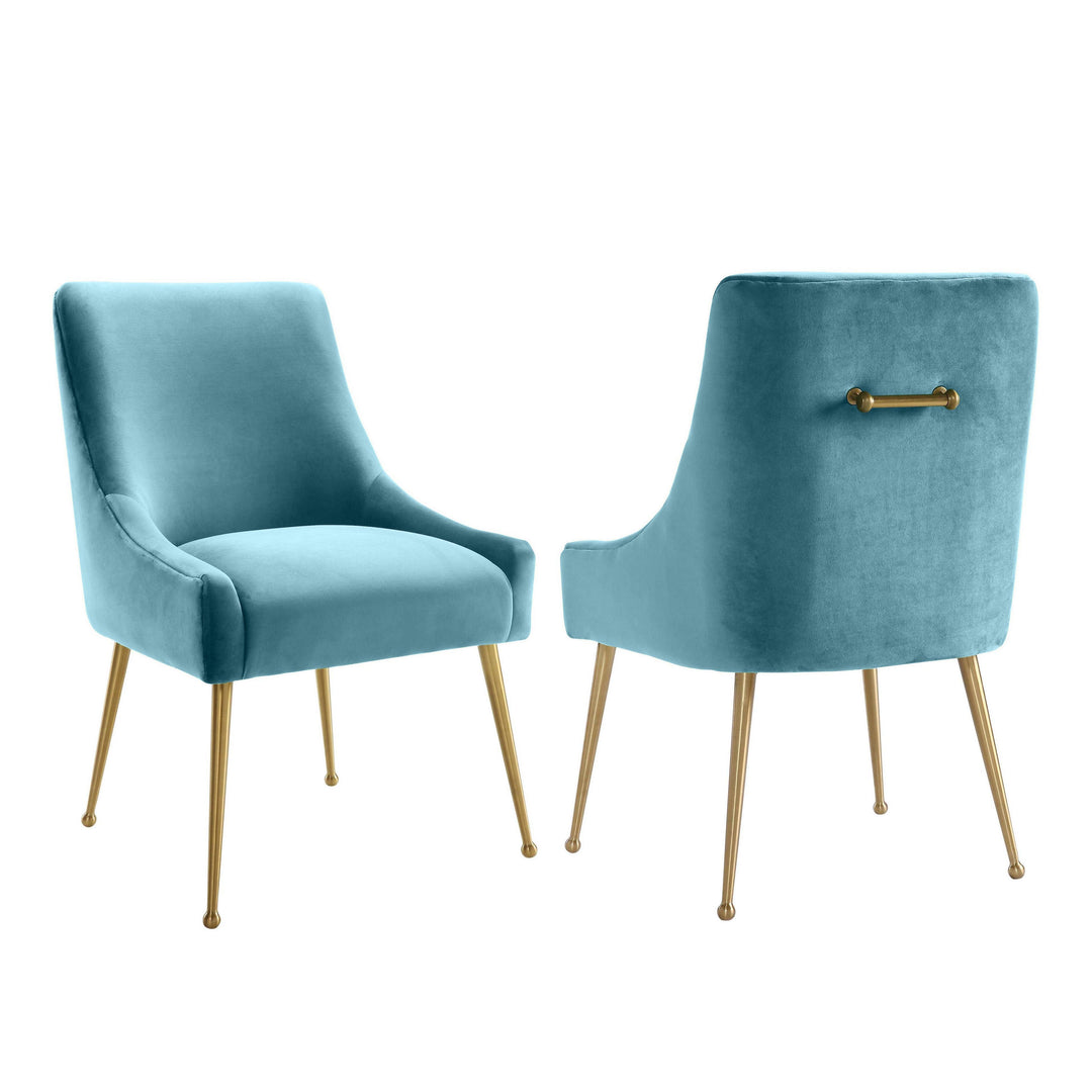 Beatrix Sea Blue Velvet Side Chair